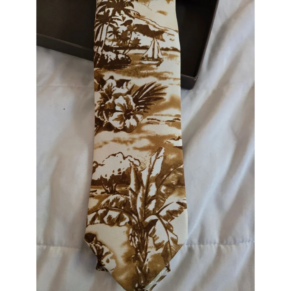 Tommy Bahama Silk Tropical Brown Floral Tie In Box
